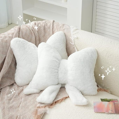 2 Pcs Coquette Bow Throw Pillows Cute Bowknot Plush Pillow Coquette Home Decor Stuffed Decorative Bow Lumbar Pillow for Girls Loft Bed Decor Accessories