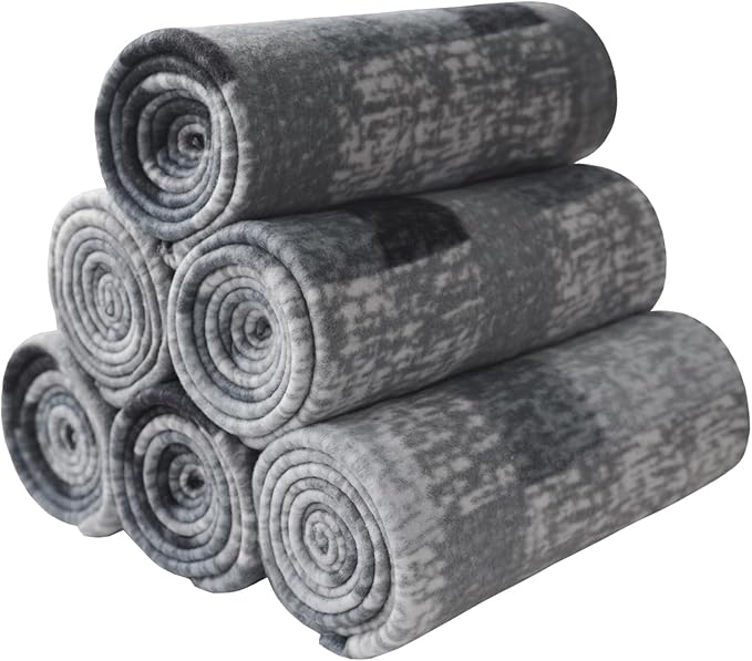ZYFZCYBL Fleece Throw Blankets for Couch Bulk Lightweight Warm Soft Cozy Blanket 6 Pack Bulk Fleece Blanket Solid for Bed Couch Office Gifts Outdoor 50 x 60 inch Grey Plaid