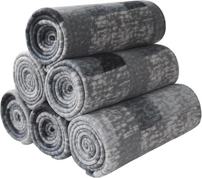 ZYFZCYBL Fleece Throw Blankets for Couch Bulk Lightweight Warm Soft Cozy Blanket 6 Pack Bulk Fleece Blanket Solid for Bed Couch Office Gifts Outdoor 50 x 60 inch Grey Plaid