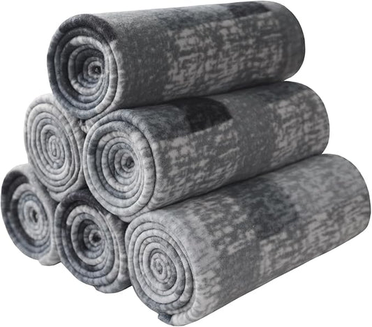 ZYFZCYBL Fleece Throw Blankets for Couch Bulk Lightweight Warm Soft Cozy Blanket 6 Pack Bulk Fleece Blanket Solid for Bed Couch Office Gifts Outdoor 50 x 60 inch Grey Plaid