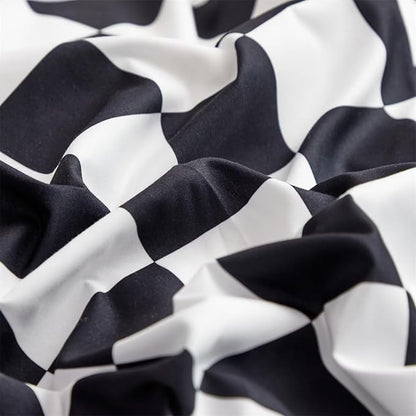 Houseri Plaid Comforter Set - Full Size Teen Boys Black and White Buffalo Checkered Bedding Comforters and Blanket Quilts