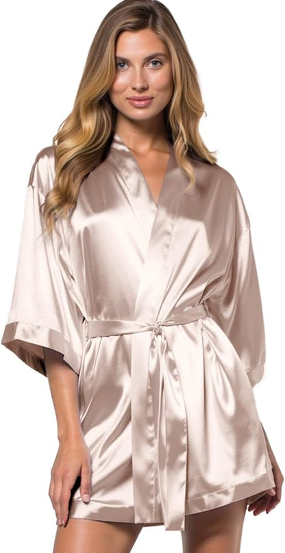 Turquaz Women's Bride Bridesmaids Silky Robe Satin Kimono Robes for Women Lingerie