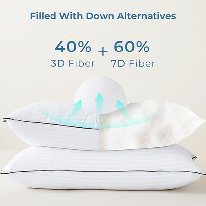 GOHOME King Size Pillows Set of 4 - Bed Pillows for Sleeping 4 Pack, Cooling Supportive Hotel Pillows with Premium Soft Down Alternative Fill for Side Stomach and Back Sleepers