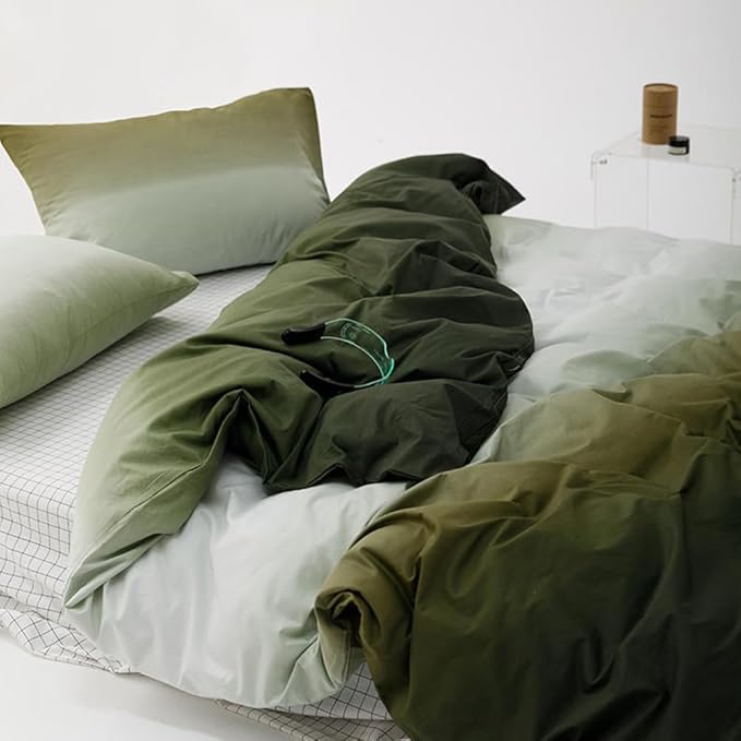 CLOTHKNOW Green White King Size Comforter Set Green Bedding Comforter Sets Soft Olive Comforter with 2 x Pillow Cases