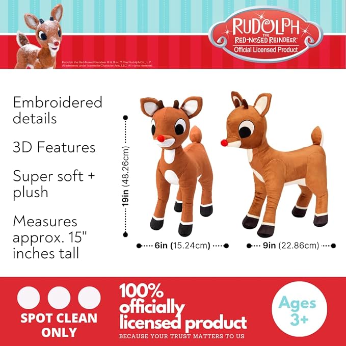 Franco Rudolph The Red Nose Reindeer Kids Holiday & Christmas Bedding Super Soft Plush Cuddle Pillow Buddy, One Size, (Officially Licensed Product)