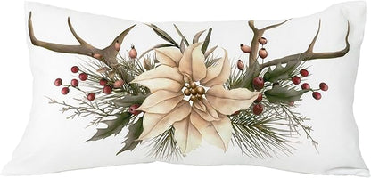 Donna Sharp 2-Piece Dashing Microfiber Holiday Themed Decorative Throw Pillow Set - Pillows for Couch, Sofa, Beds, and Chairs - Includes 18" x 18" Square & 12" x 22" Rectangular Pillows