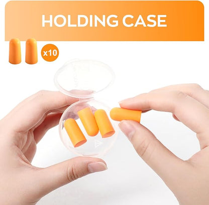10Pairs Foam Earplugs, Noise Cancelling Ear Plugs for Sleeping Hearing Protection for Shooting Range, Work, Travel,Concert Orange