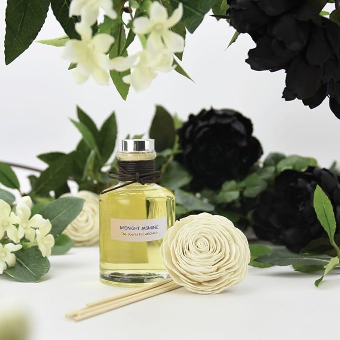 Aronica Twin Sola Diffuser - White Rose Fragrance, 160ml / 5.41 Floz, Colorful Bathroom Decor Airfreshener, Rose Reed Diffuser, Shelving Décor