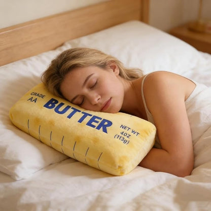 Jumbo Butter Pillow 32 Inch - Soft Yellow & Blue Valentine's Day Cushion, Oversized Cuddly Butter Stick Pillow for Home Decor, Hugging & Lounging, Quirky Gift for Adults