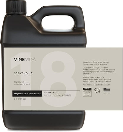VINEVIDA Caribbean Breeze Fragrance Oil for Cold Air Diffusers - (32 Fl Oz) - Essential Oils for Diffuser Oil Refill & Air Freshener Room Spray