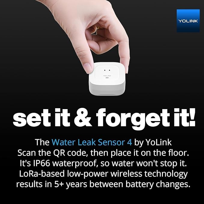 YoLink Smart Home Starter Kit: SpeakerHub & Water Leak Sensor 4 with 105dB Audio Alarm 1-Pack, SMS/Text, Email & Push Notifications, Freeze Warning, LoRa Up to 1/4 Mile Open-Air Range, w/Alexa, IFTTT