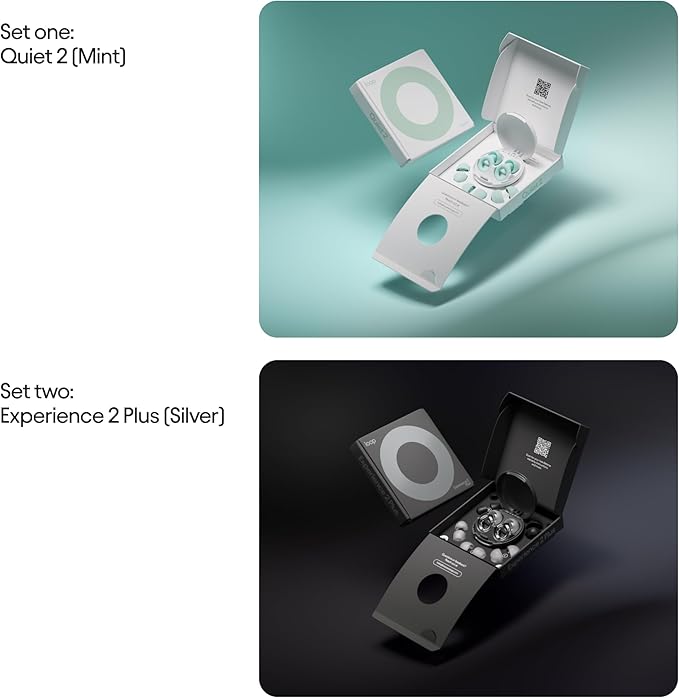 Loop Earplugs Day & Night Plus Bundle (2-Pack) Loop Quiet 2 Plus | Reusable Ear Plugs for Sleep, Focus, Noise Sensitivity, Music, Events & More | 24 dB/18 dB Noise Reduction
