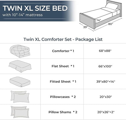 HEVUMYI Cream Yellow Twin-XL Comforter Set - 5-Piece All Season Bed in a Bag Twin-XL, Ultra Soft Bedding Set with Comforter, Flat Sheet, Fitted Sheet, Pillowcases, Pillow Shams