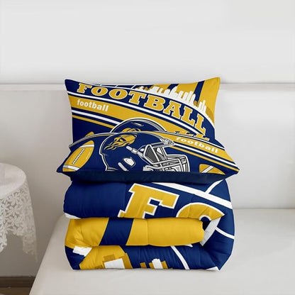 Feelyou Football Bedding Set Women Men Full Size Rugby Sports Comforter Set Sports Themed Boys Girls Football City Duvet Quilt Bedroom Decor