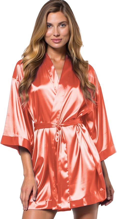 Turquaz Women's Bride Bridesmaids Silky Robe Satin Kimono Robes for Women Lingerie