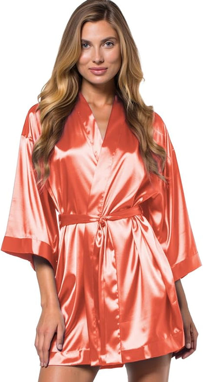 Turquaz Women's Bride Bridesmaids Silky Robe Satin Kimono Robes for Women Lingerie