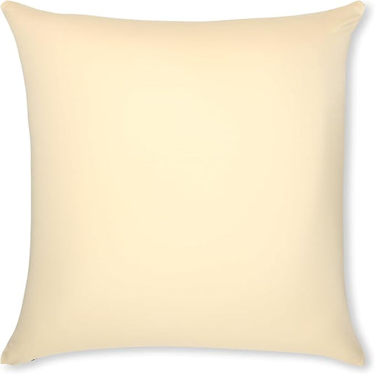 PILLOWY 18"x18" Throw Pillow - Off white- Creme: 1Pcs Luxurious Premium Microbead Pillow With 85/15 Nylon/Spandex Fabric. Forever Fluffy, Outstanding Beauty & Support. Silky, Soft & Beyond Comfortable