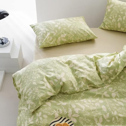 CLOTHKNOW Green Comforter Set King 3Pcs Floral Bedding Comforter Sets Boho Bedding Sets Botanical Bedding Sets King