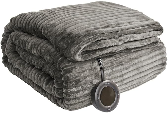 Heated Blanket Twin Size 62"x84",ETL Certification-6 Heating Levels Electric Blanket&1-10 Hour Auto Off,Machine Washable Heating Blanket (Grey)