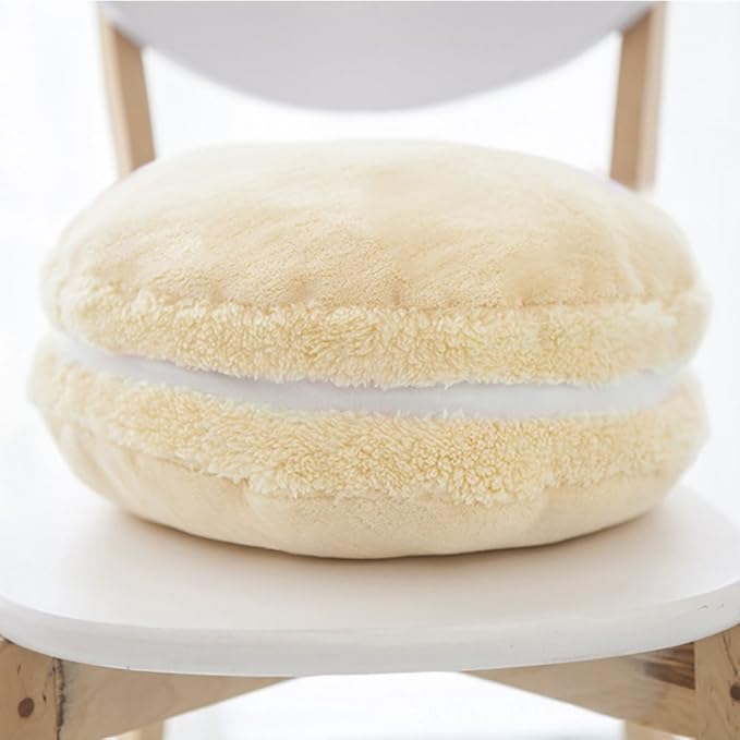 ChezMax Macaron Pillow Plush Back Bolster Cushion Microbead Throw Pillow Case Round Seat Cushion Home Decor Pillow for Sofa Bedroom Office Dormitory Car 14.5" Shiroi Koibito