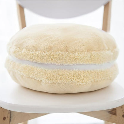 ChezMax Macaron Pillow Plush Back Bolster Cushion Microbead Throw Pillow Case Round Seat Cushion Home Decor Pillow for Sofa Bedroom Office Dormitory Car 14.5" Shiroi Koibito