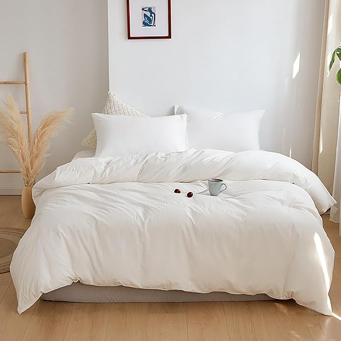 Cottonight White Comforter Sets Twin Plaid White Comforter Modern Solid Color Blanket Quilts Soft Breathable Bedding Comforter Sets