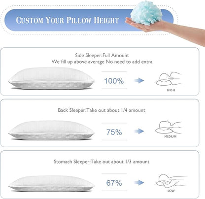 Meoflaw Cooling Pillows for Sleeping Standard Size Set of 2,Shredded Memory Foam Bed Pillow,Adjustable Loft Standard Pillow for Side & Back Sleeper-Medium Firm