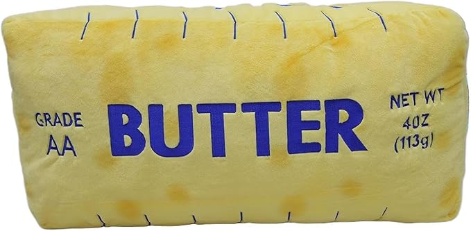 Jumbo Butter Pillow 32 Inch - Soft Yellow & Blue Valentine's Day Cushion, Oversized Cuddly Butter Stick Pillow for Home Decor, Hugging & Lounging, Quirky Gift for Adults