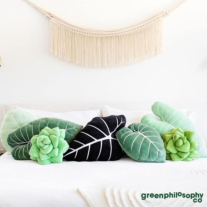 Green Philosophy Co. Succulent® Pillow 16" – Soft 3D Decorative Flower Throw Pillow, Unique Sage Green Plush Flower Cushion, Perfect for Couch, Sofa, Bedroom Decor, Gift for Plant Lovers