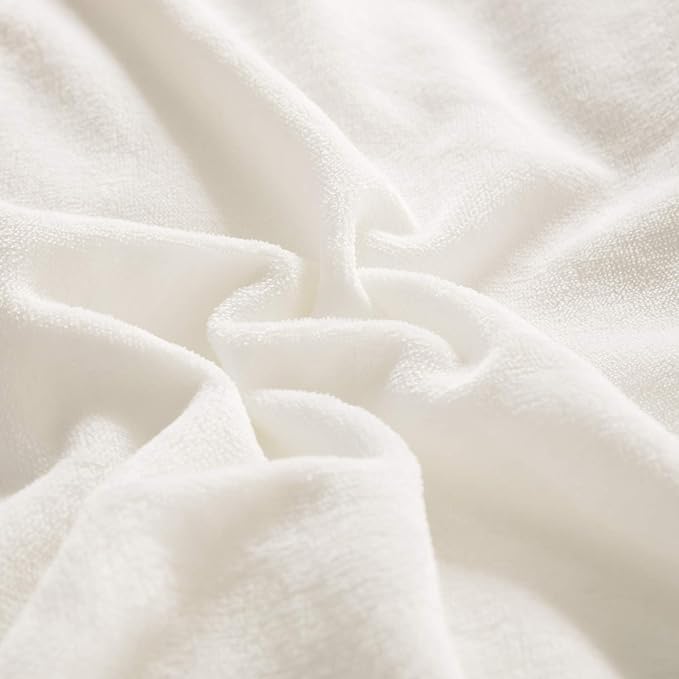 KAREVER White Velvet Comforter Set Full Flannel White Velvet Bedding Comforter Set 3 PCs Warm Soft Solid White Full Flannel Comforter Winter Blanket Set