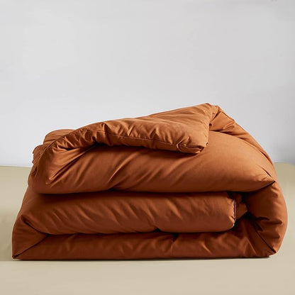 Luxlovery Caramel Comforter Set Full Burnt Orange Bedding Set Full Size Rust Blanket Quilts Soft Breathable Reddish Brown Cozy Bedding Comforter Set for Women Men