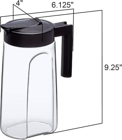 Amazing Abby - Slim Mini - Tritan Pitcher (48 oz), Unbreakable Plastic Water Pitcher with Lid, BPA-Free, Heat-Resistant, Dishwasher-Safe, Great for Iced and Hot Drinks, Indoors and Outdoors, Black