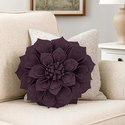 Fennco Styles Handmade 3D Heart-Shaped Petals Flower Decorative Filled Throw Pillow 13" Round - Violet Floral Pillow for Couch, Home Décor and Holiday, Housewarming Gift