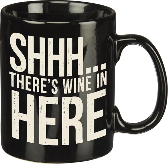 Primitives By Kathy 25378 Stoneware Coffee Mug, 20 oz, There's Wine in Here