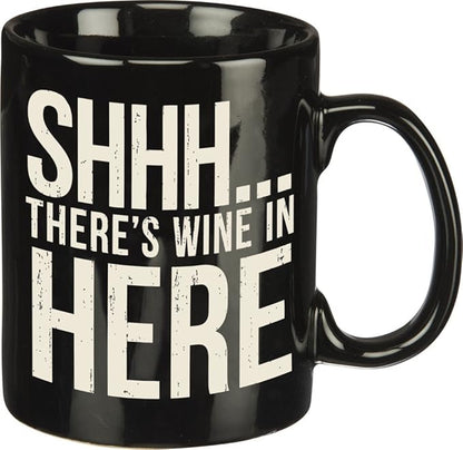 Primitives By Kathy 25378 Stoneware Coffee Mug, 20 oz, There's Wine in Here