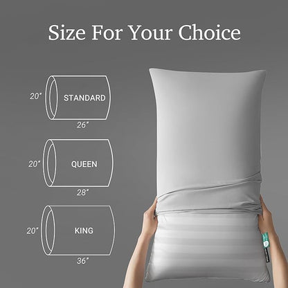 Hotel Grand 5-Star Feather Down Pillows King Size 2 Packs - 100% Cotton Machine Washable Soft Supportive Hypoallergenic Bed Pillows for All Sleep Positions
