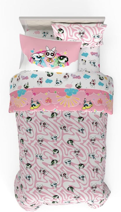 Franco Collectibles Powerpuff Girls Bedding 5 Piece Super Soft Comforter and Sheet Set with Sham, Twin, (100% Official Licensed Product)