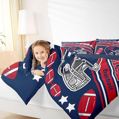 Feelyou Football Bedding Set Boys Girls Queen Size Rugby Sports Comforter Set Sports Themed Women Men Football City Duvet Quilt Bedroom Decor