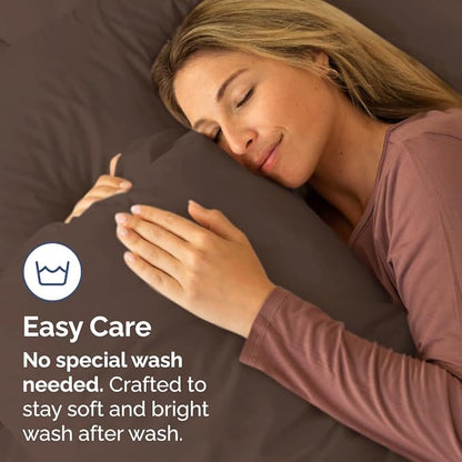 King Standard Pillow Cases Set of 2 - Ultra-Soft Hotel Quality Pillowcase Covers - Comfy, Cozy & Fade Free - Wrinkle Resistant - Machine Washable Pillow Protectors - 2 Piece Set - King Standard Brown