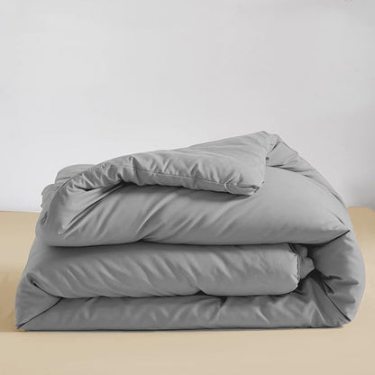 KAREVER Silver Grey Comforter Set King Bright Gray Beddig Set for Kids Teens Adult Solid Silver Color Bedding Set 3 Pieces with 2 Pollowcases Lightweight Durable Gray Comforter