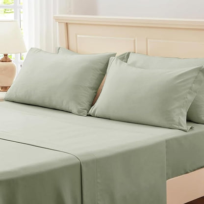 Zzlpp King Comforter Set 7 Pieces, Sage Green Seersucker Bed in a Bag with Comforter and Sheets, All Season Bedding Sets with 1 Comforter, 2 Pillow Shams, 2 Pillowcases, 1 Flat Sheet