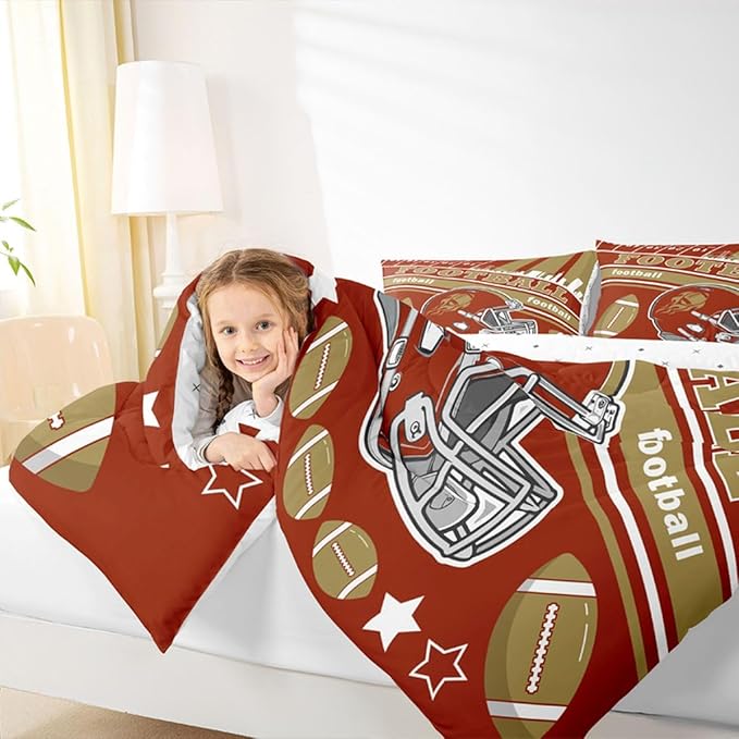 Feelyou Football Bedding Set Boys Girls King Size Women Men Football City Comforter Set Rugby Sports Rugby Sports Duvet Quilt Bedroom Decor