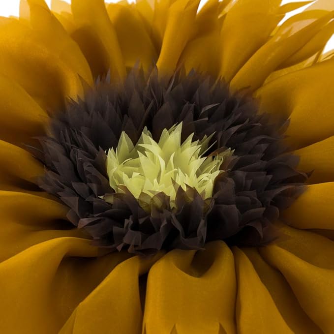 Mustard Yellow 3D Sunflower Round Decorative Throw Pillow Handcrafted Cute Elegant Flower Accent Pillow Boho Farmhouse Floral Cushion for Bed Couch Car Living Room Bedroom Home Decor 14Inch