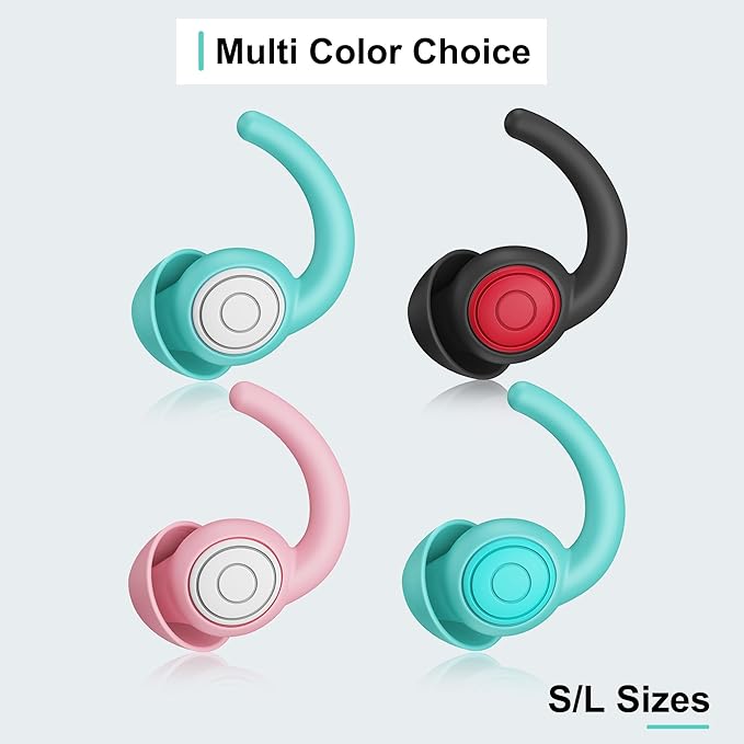 Ear Plugs for Sleeping, Noise Reduction Reusable Earplugs for Sleep, Hearing Protection Soft Comfy Silicone Ear Plugs for Concerts, Focus, Travel, Work, 33dB Noise Cancelling (BLACKGREY5)