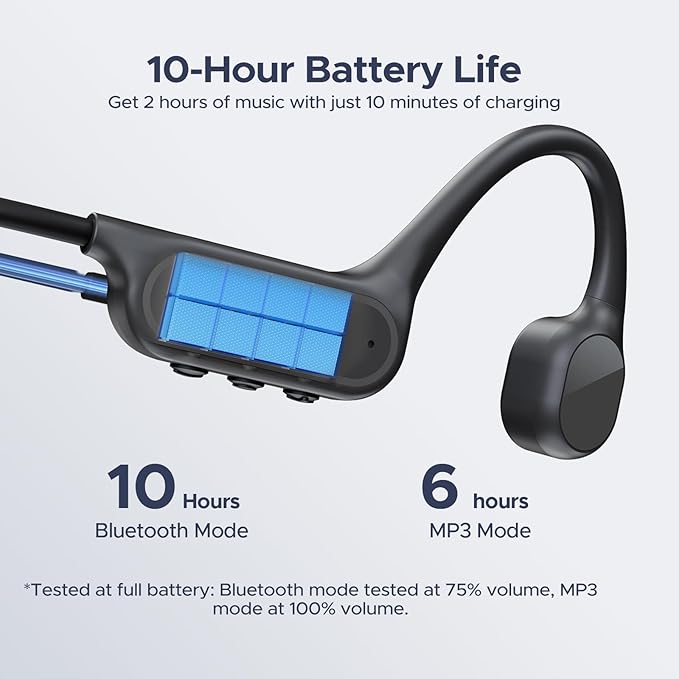 DOOGEE Bone Conduction Headphones IP68 Waterproof Swimming Headphones,10H Running Headphones Bluetooth 5.4 Open Earphones 32GB MP3 Dual Modes for Cycling,Underwater Swimming,Fitness (Black)