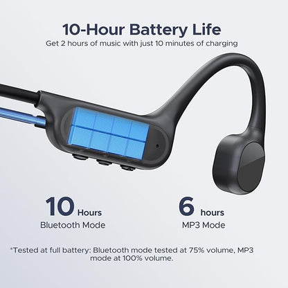 DOOGEE Bone Conduction Headphones IP68 Waterproof Swimming Headphones,10H Running Headphones Bluetooth 5.4 Open Earphones 32GB MP3 Dual Modes for Cycling,Underwater Swimming,Fitness (Black)