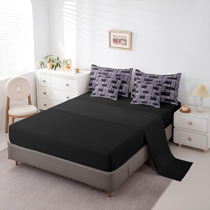 Wildlife Fur Splicing Print Bed Sets in a Bag 7 Pieces,Black Grey Kids Comforter Set Twin,Wild Animal Skin Leopard Bedding Set with 1 Comforter,2 Sheets,2 Pillowcases & 2 Throw Pillow Covers
