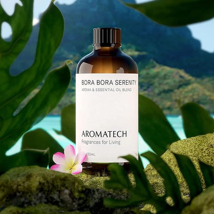 AromaTech Bora Bora Serenity Aroma Essential Oil Blend: Luxury Hotel Inspired Aromatherapy with Tropical Fruit, Frangipani & Coconut for Ultrasonic Diffusers & Nebulizers - 4 fl oz, 120 mL