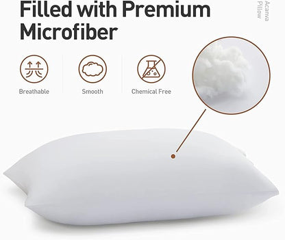 Acanva Bed Pillows 2 Pack Hotel Collection Luxury Soft Inserts for Sleeping-Breathable and Comfortable for Stomach Back Sleepers, Queen (Pack of 2), White