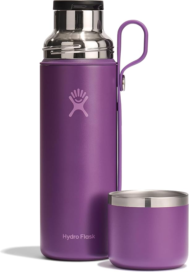 Hydro Flask Hot Flask & Cup – Insulated Stainless Steel, Hot Drink Travel Container for Coffee 28 Oz Beachplum Purple